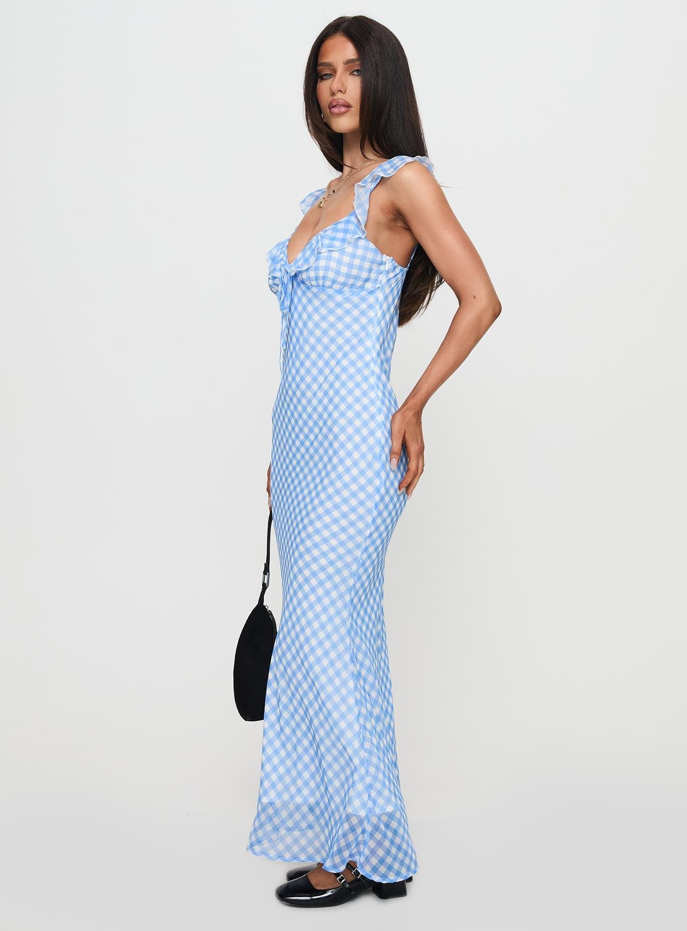 Brigette Maxi Dress Blue Gingham Product Image