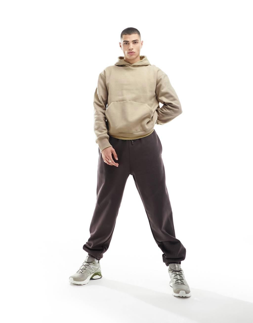 ASOS DESIGN premium heavyweight oversized hoodie in beige Product Image