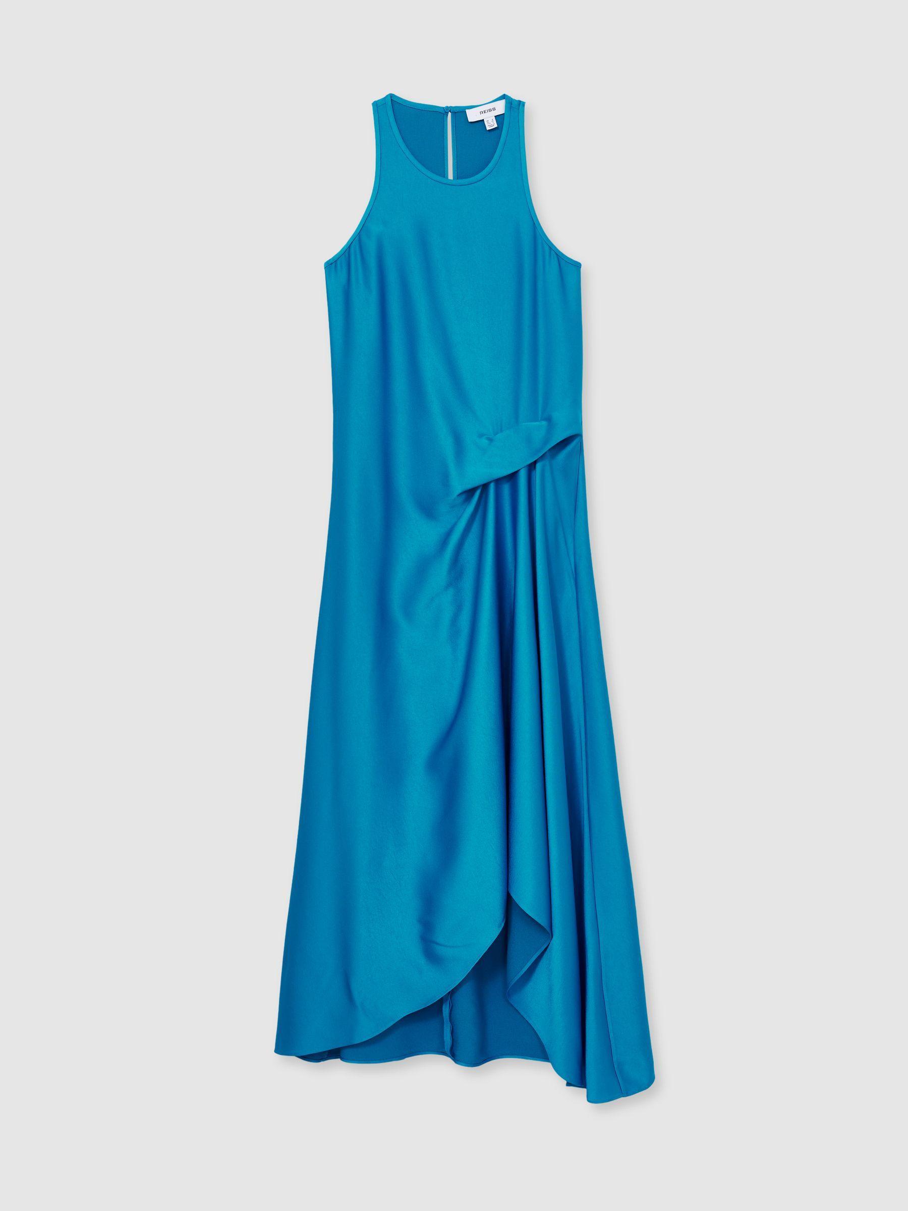 Petite Linen Belted Sleeveless Midi Dress in Neutral Product Image