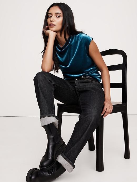 Bias-Cut Velvet Asymmetrical Top Product Image