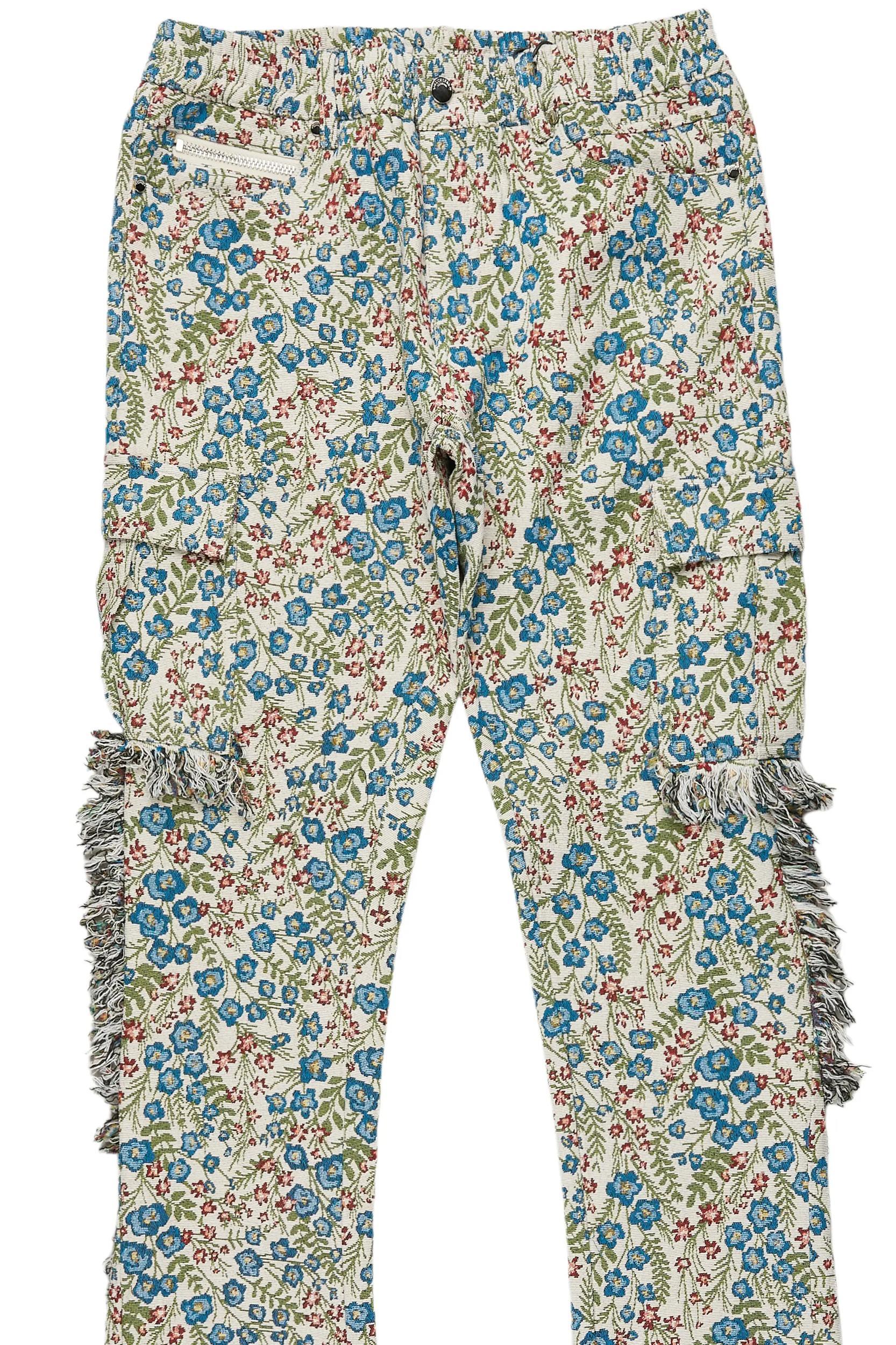 Ayara Beige/Multi Slim Tapestry Flare Jean Male Product Image