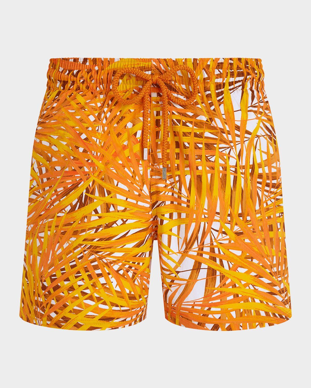 Vilebrequin Men's Palm Leaves Stretch Swim Shorts in Mangue at Nordstrom, Size Large Product Image