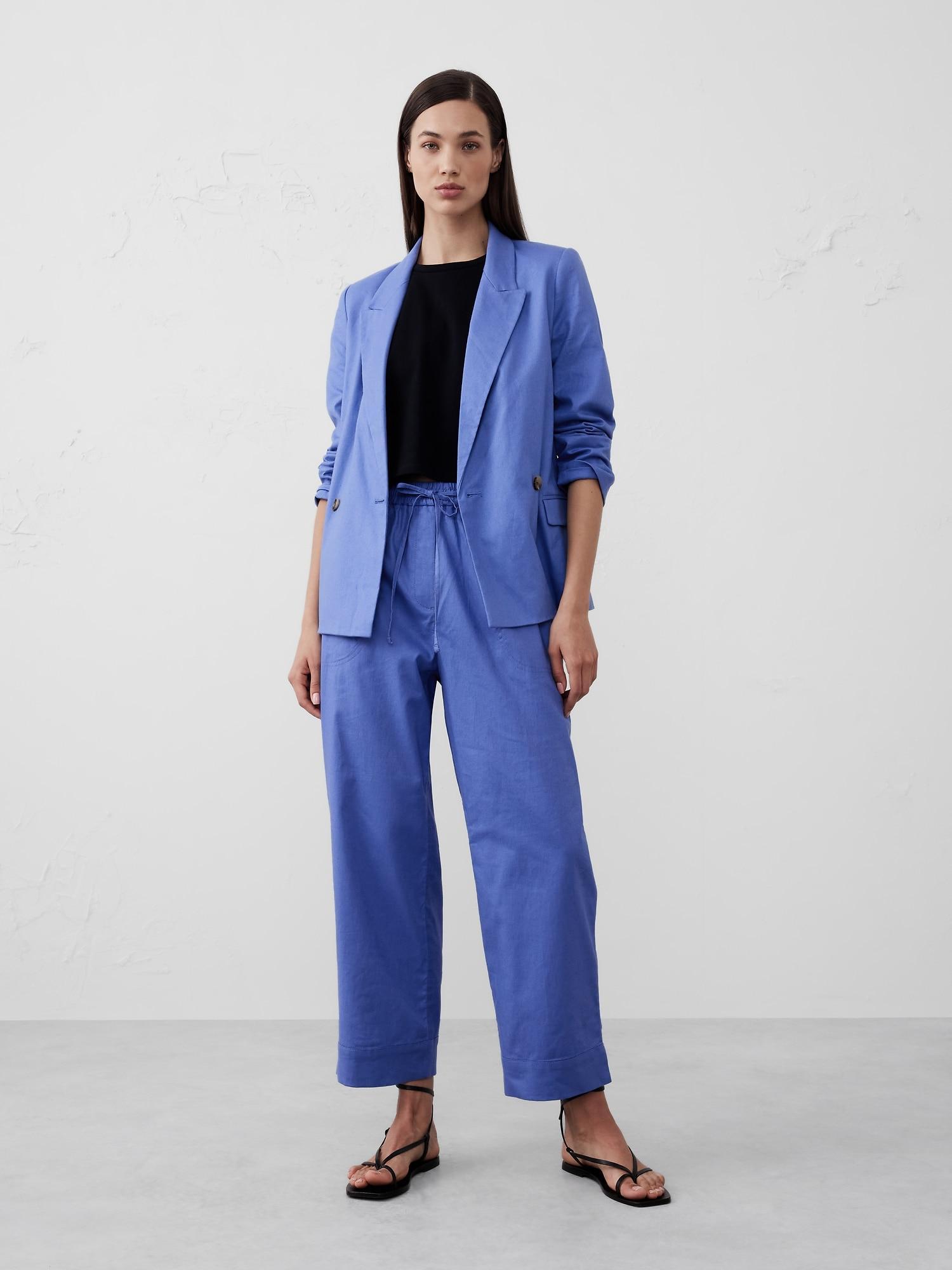 Linen-Blend Boyfriend Blazer Product Image