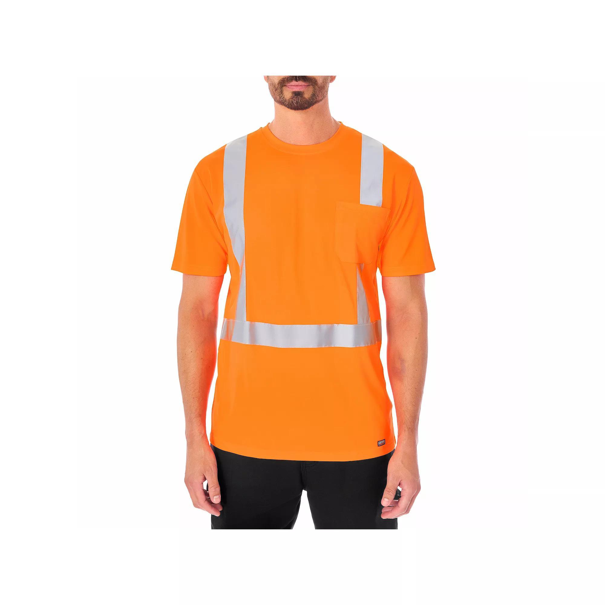 Men's Smith's Workwear Short Sleeve High-Visibility Reflective Safety Tee, Size: Large, Black Product Image
