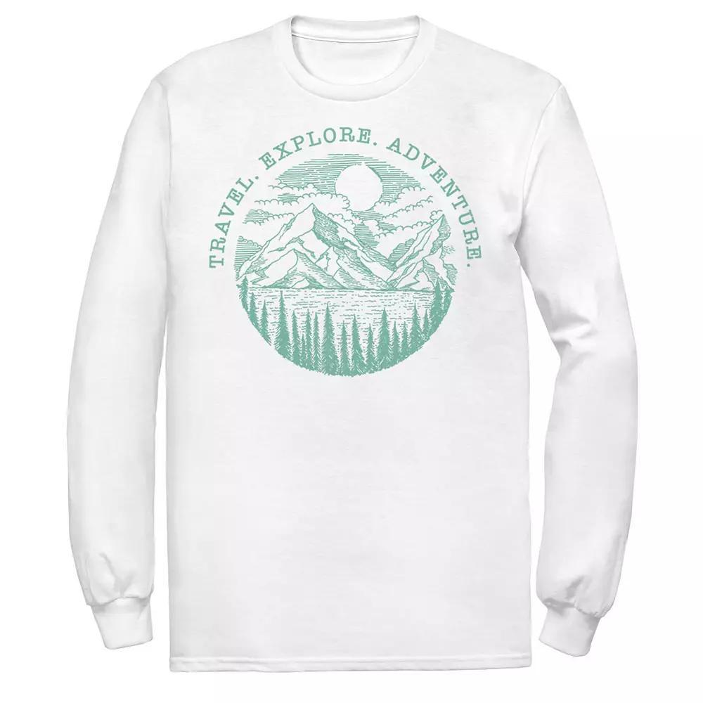 Men's Travel Explore Adventure Sketch Mountains Tee, Size: XXL, White Product Image