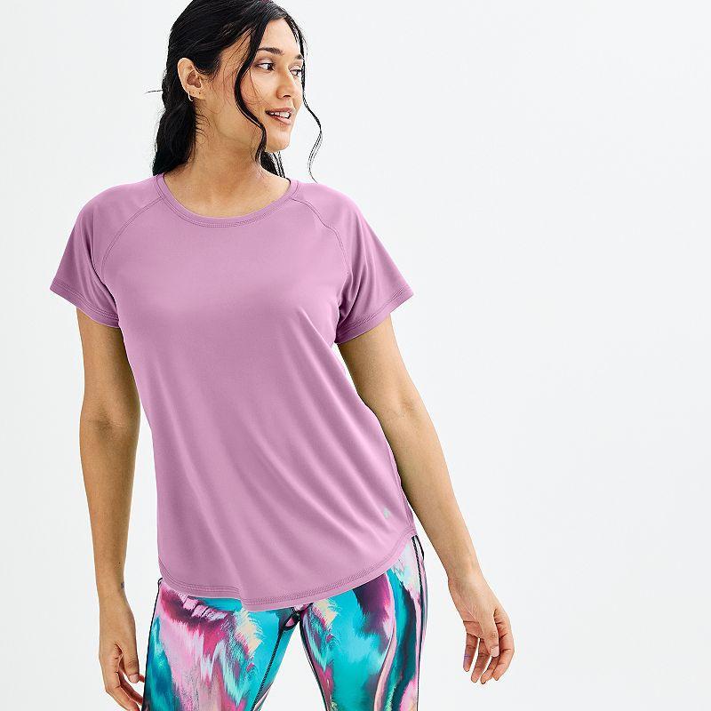 Petite Tek Gear® Dry Tek Tee, Women's, Size: Medium, Parrot Pink Product Image