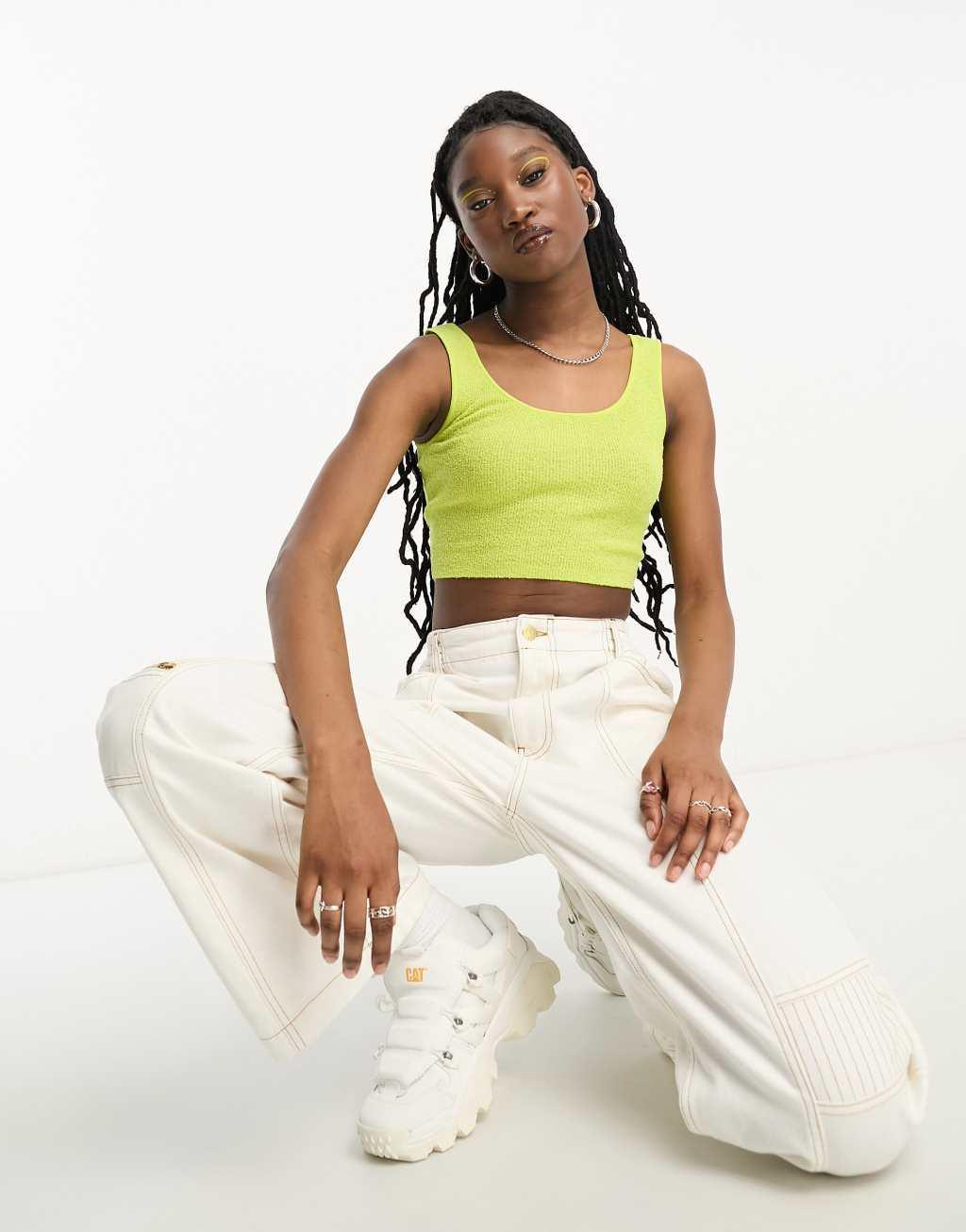 ASOS DESIGN crop knitted top with scoop neck Product Image