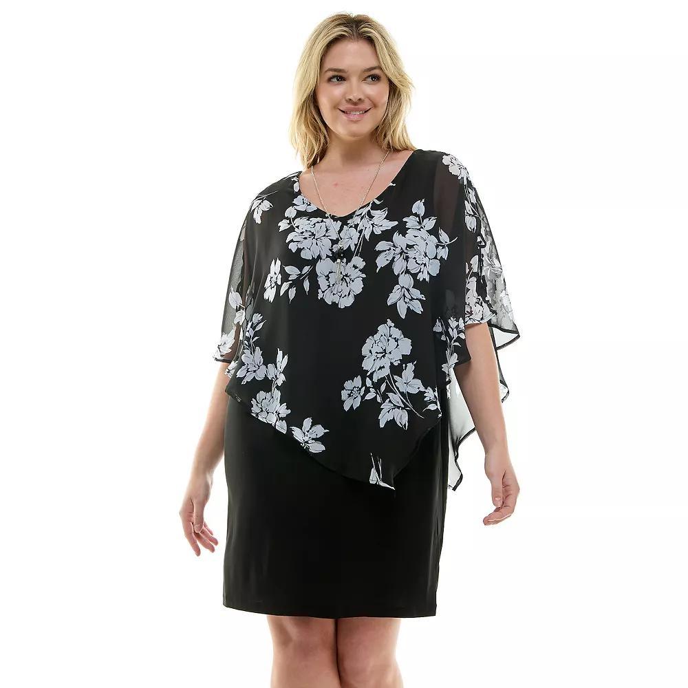 Plus Size Luxology Asymmetrical Cold Shoulder Poncho Dress, Womens Product Image