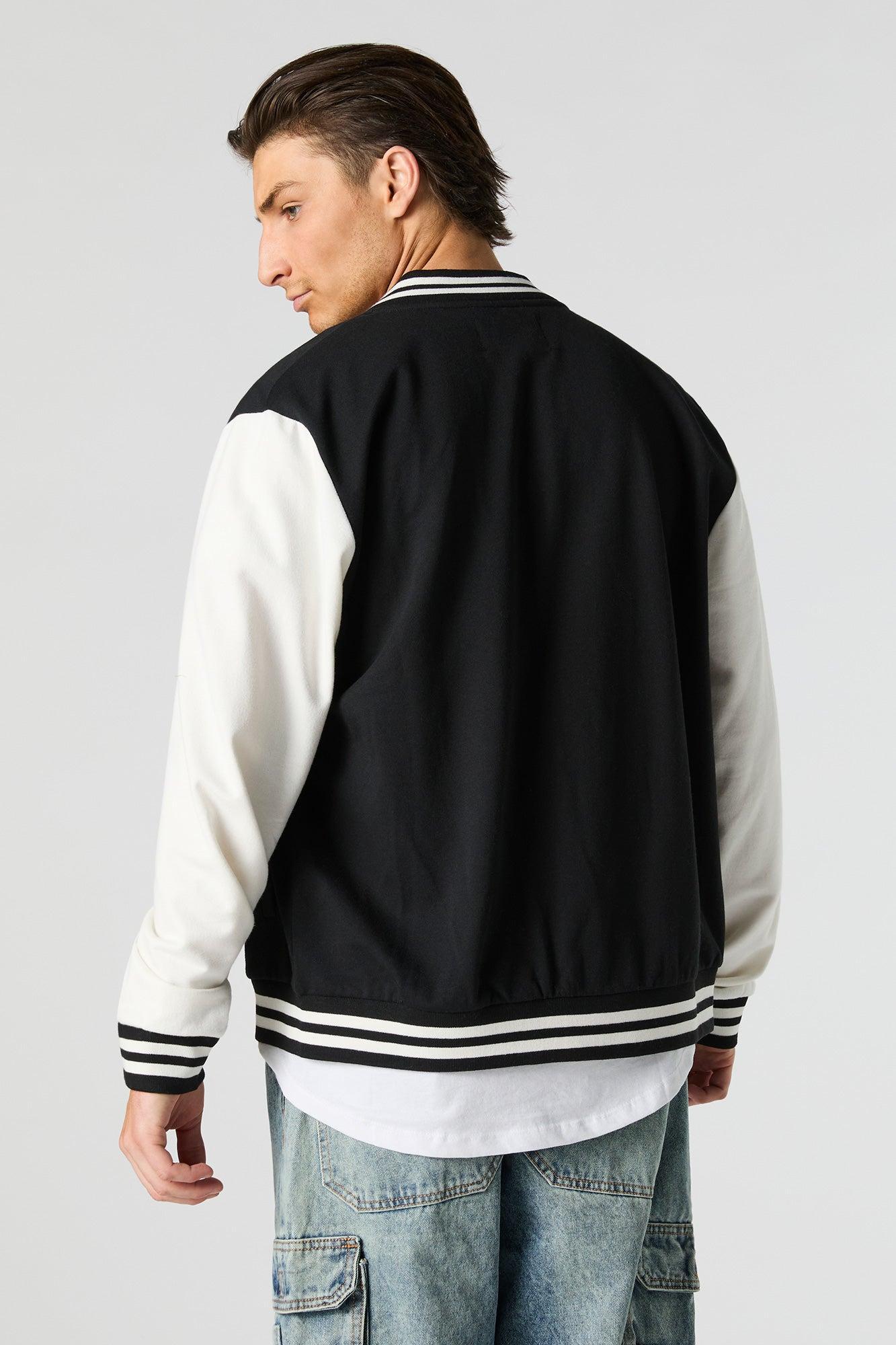 Embroidered Graphic Fleece Varsity Jacket Male Product Image