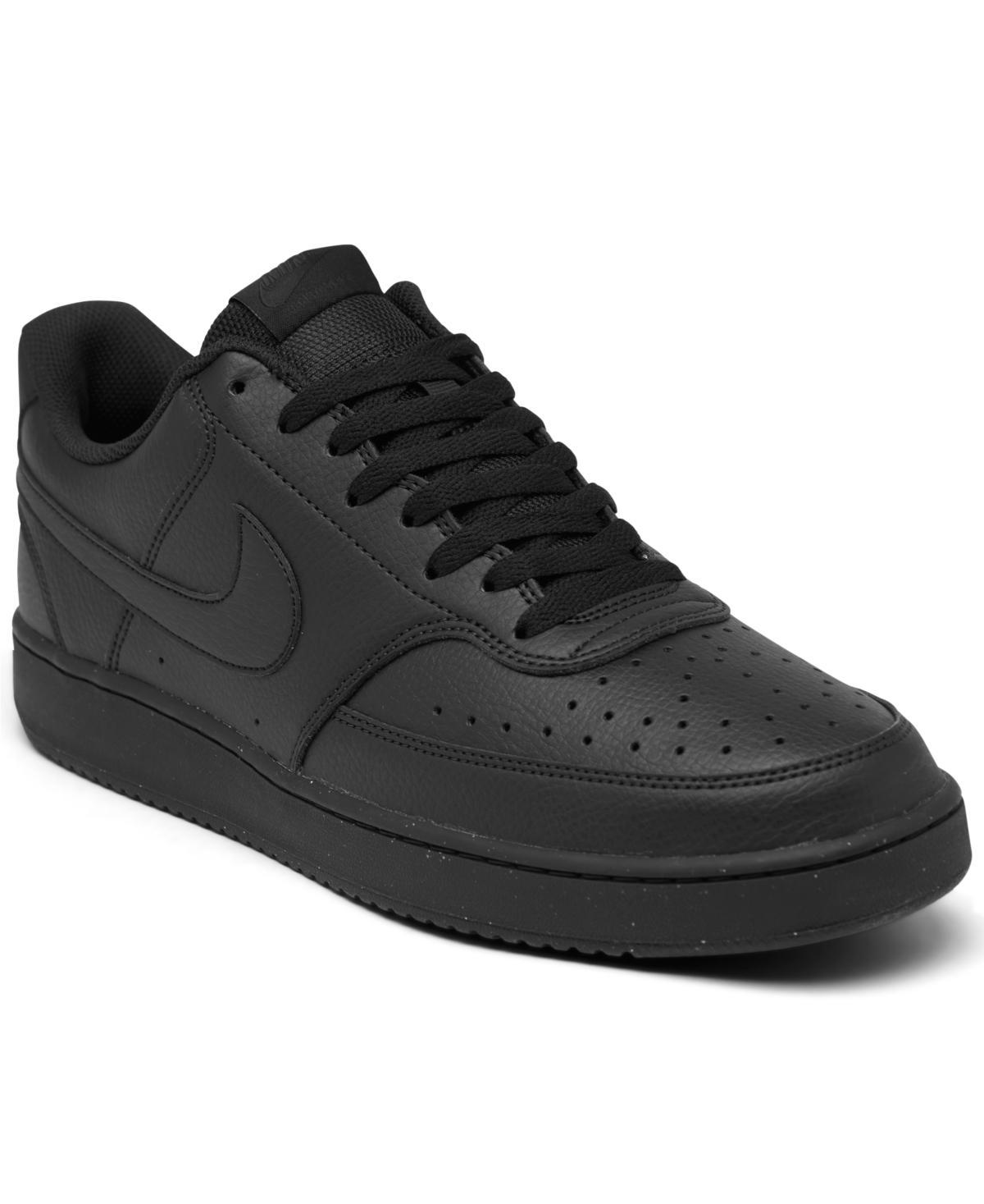 Nike Men's Court Vision Low Next Nature Casual Shoes in Black/Black Size 11.5 Leather Product Image