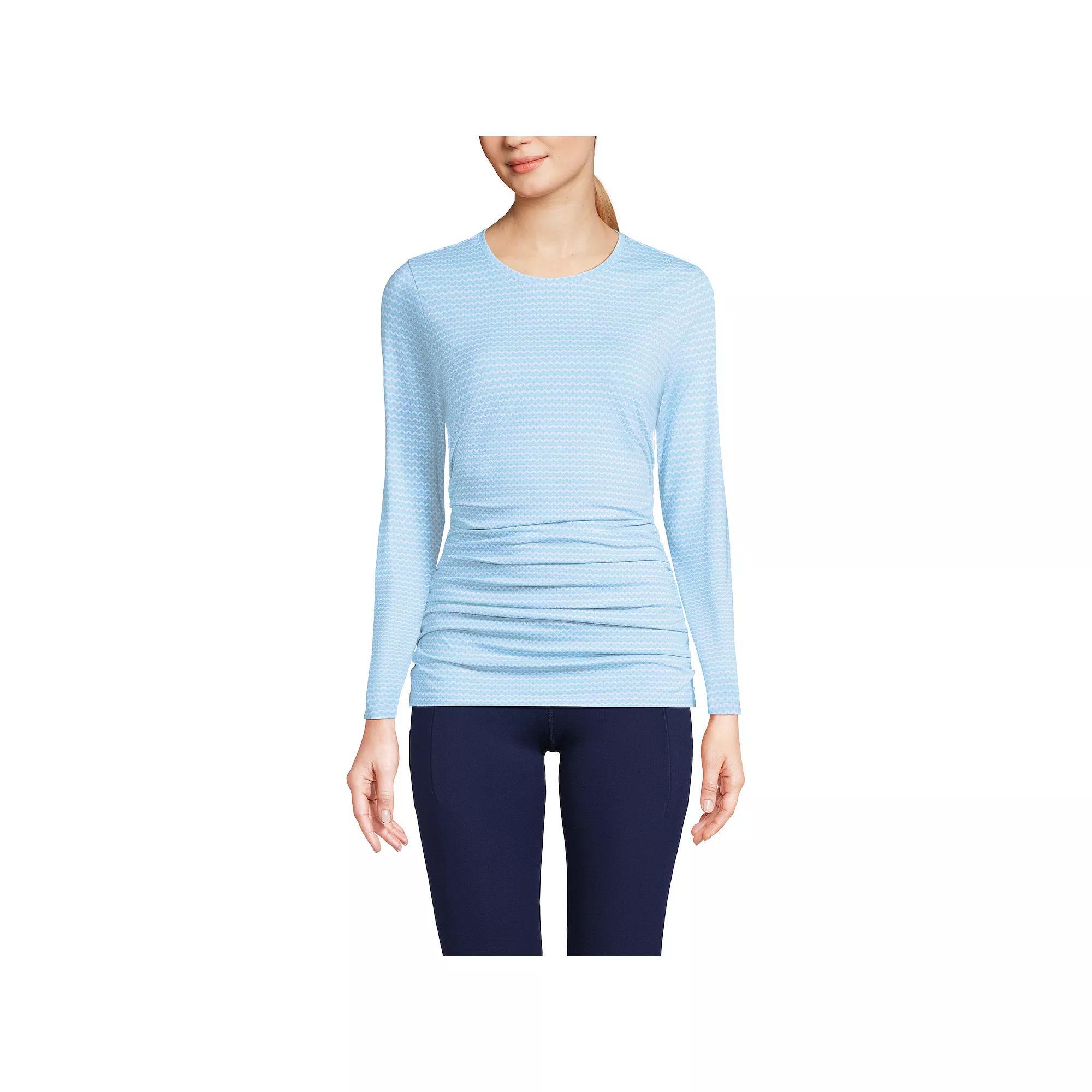 Women's Lands' End Power Performance Long Sleeve Fitted T-Shirt, Size: Small, Soft  Geo Stripe Product Image