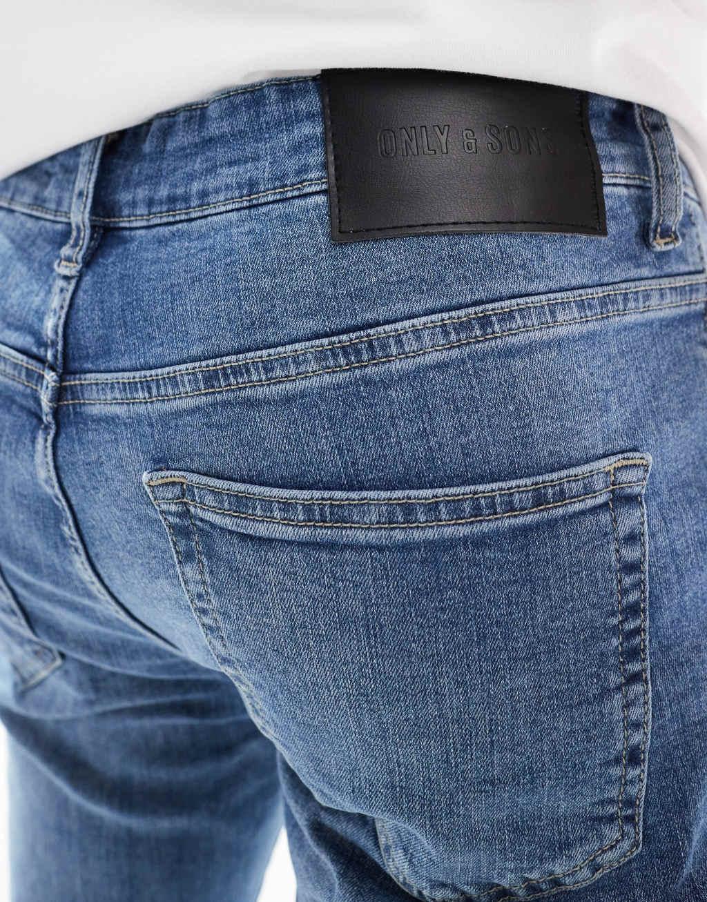 Only & Sons Loom slim fit jeans in mid wash Product Image