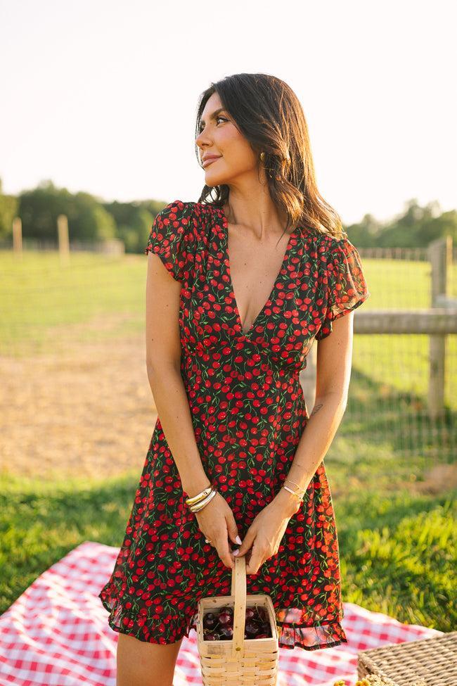 Amari Black Cherry Print Dress Cece Barnes X Pink Lily Product Image