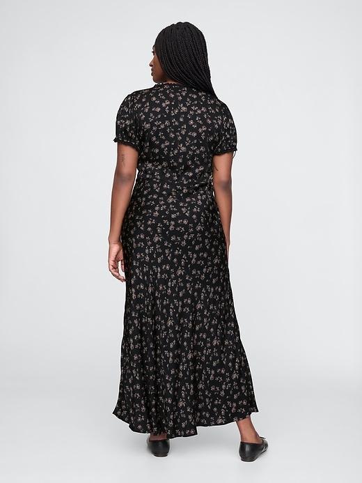 Satin Lace-Trim Floral Maxi Dress Product Image