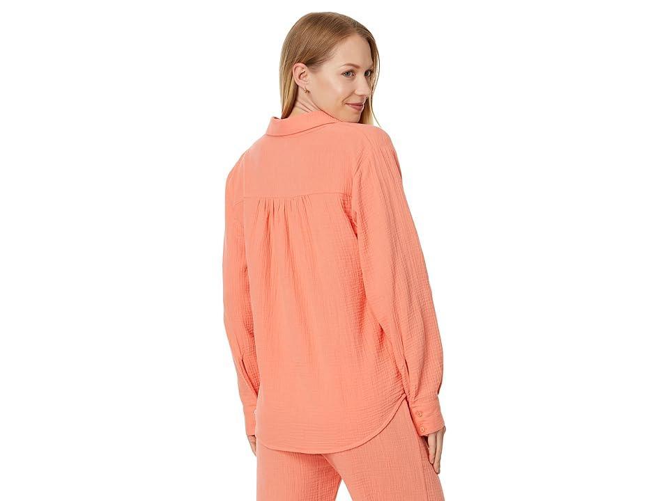 Splendid Adele Point Collar Long Sleeve Button Front Gauze Shirt Product Image