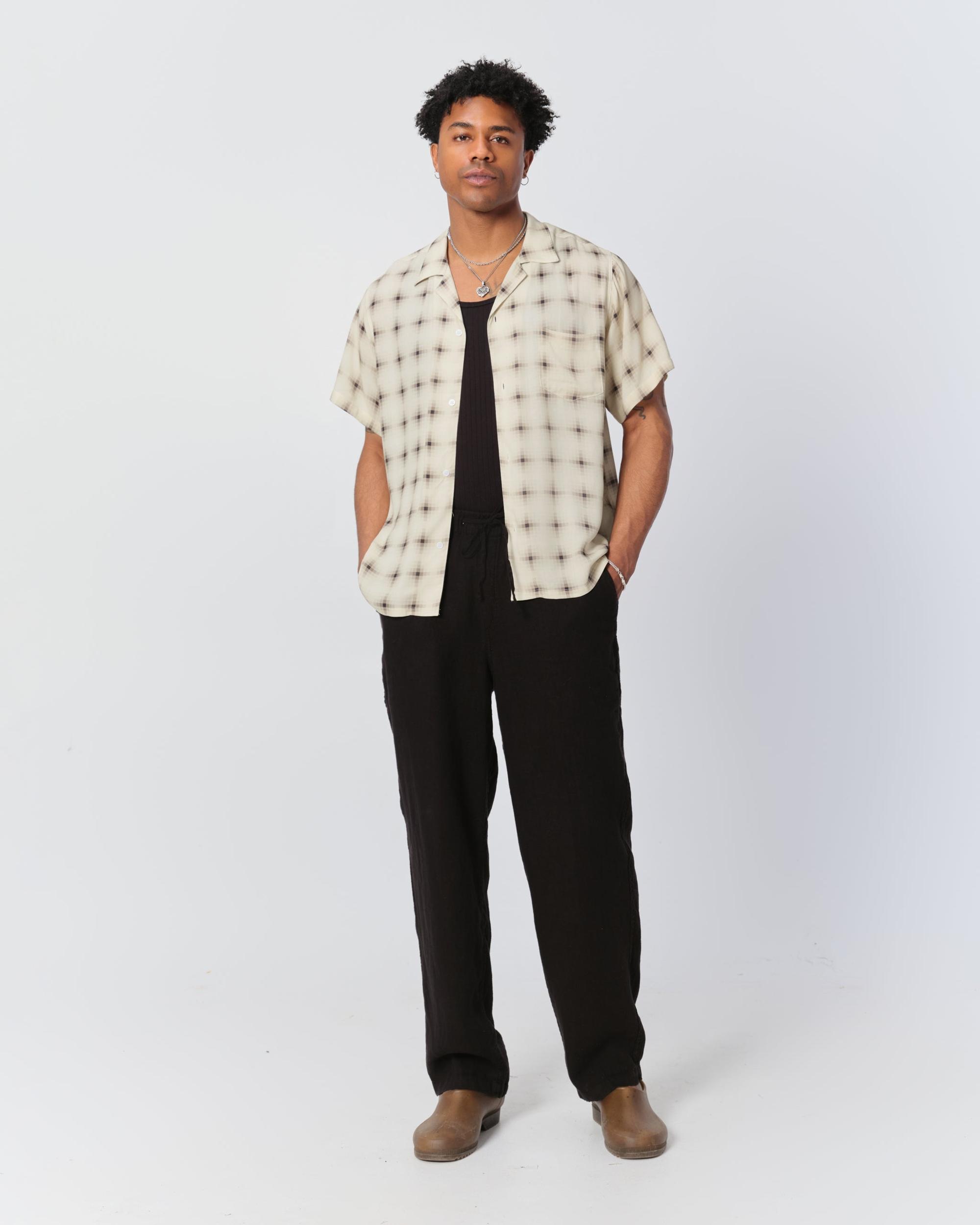 Black Herringbone Leisure Pant Product Image