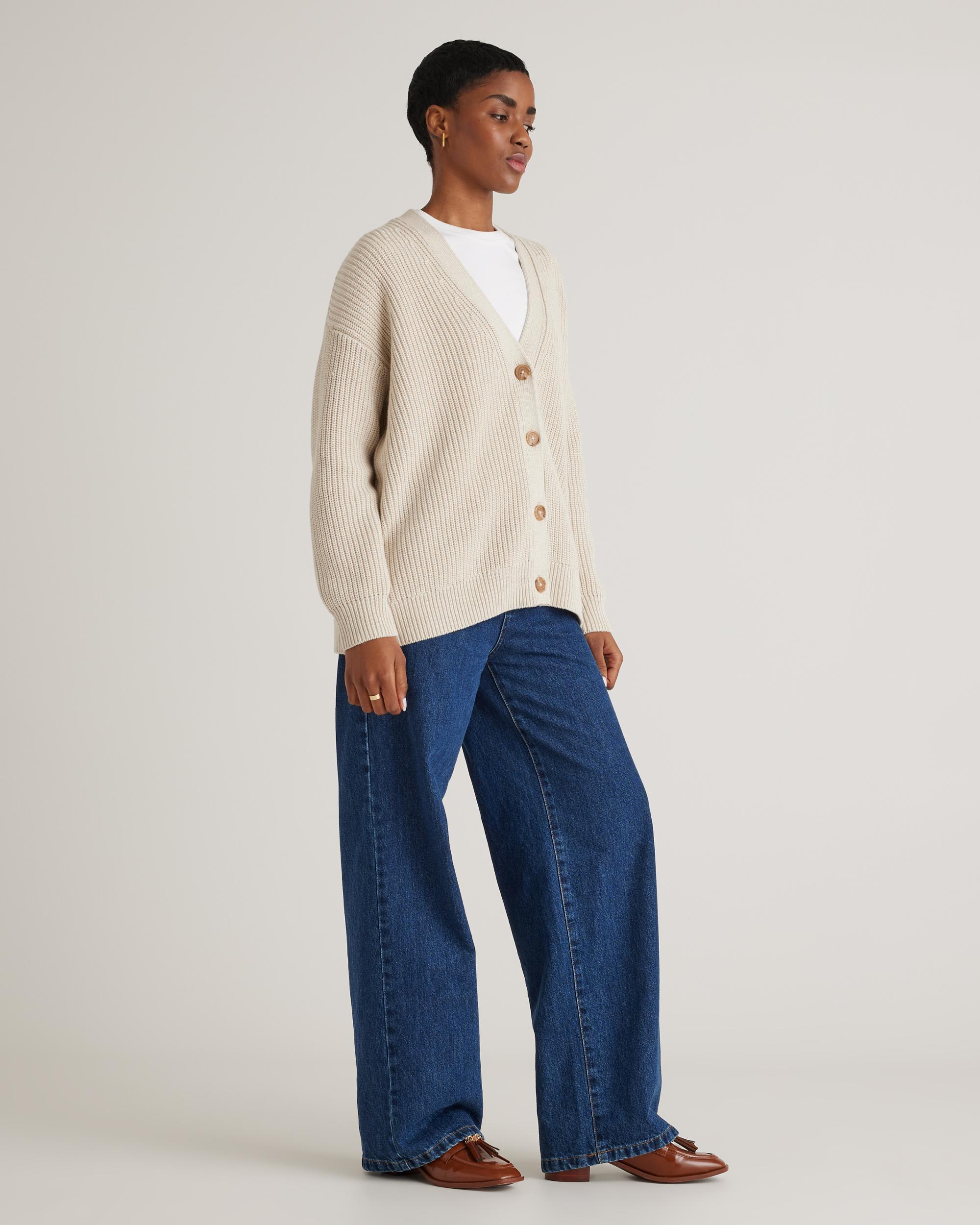 Quince | Women's OverSized Boyfriend Cardigan Sweater Size XL, Organic Cotton Product Image
