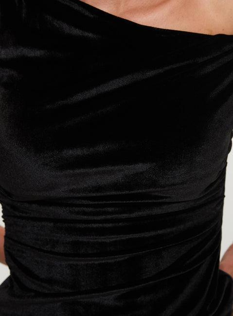 Dream Came True Asymmetrical Velvet Top Black Product Image