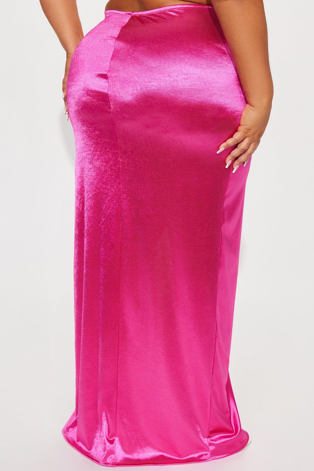High Maintenance Slit Maxi Skirt - Fuchsia Product Image