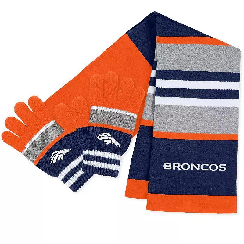 Women's WEAR by Erin Andrews Denver Broncos Stripe Glove & Scarf Set, Team Product Image