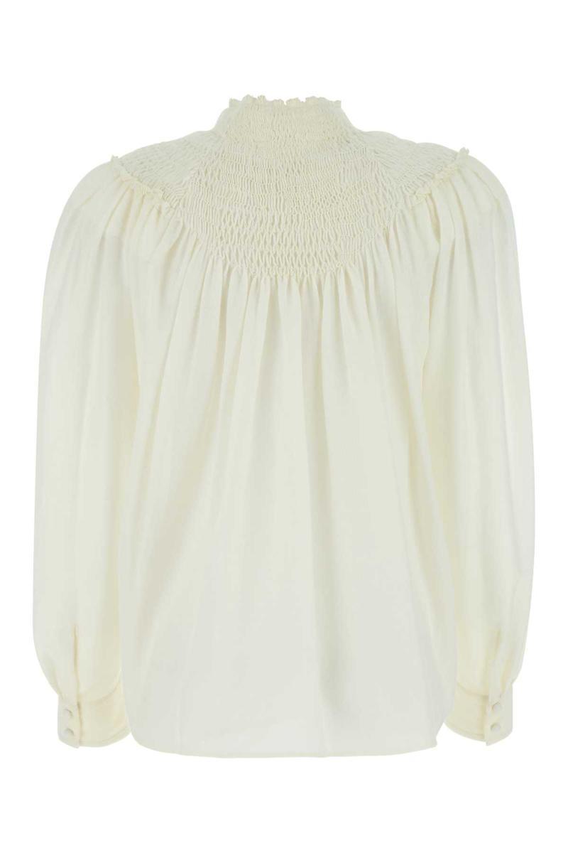 Ivory Wool Blouse In White Product Image