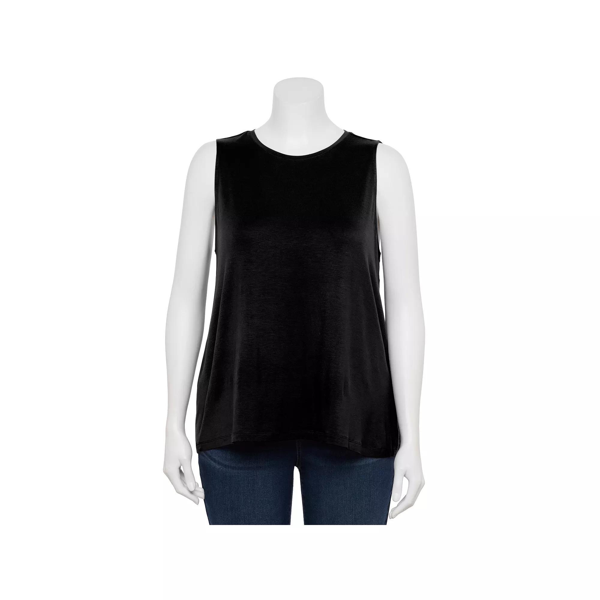 Plus Size Nine West Essential Easy High-Neck Tank, Women's, Size: 3XL, Black Product Image