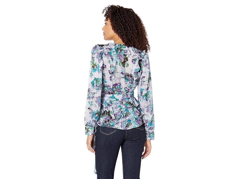 BCBGMAXAZRIA Printed Chiffon Wrap Top Women's Blouse Product Image