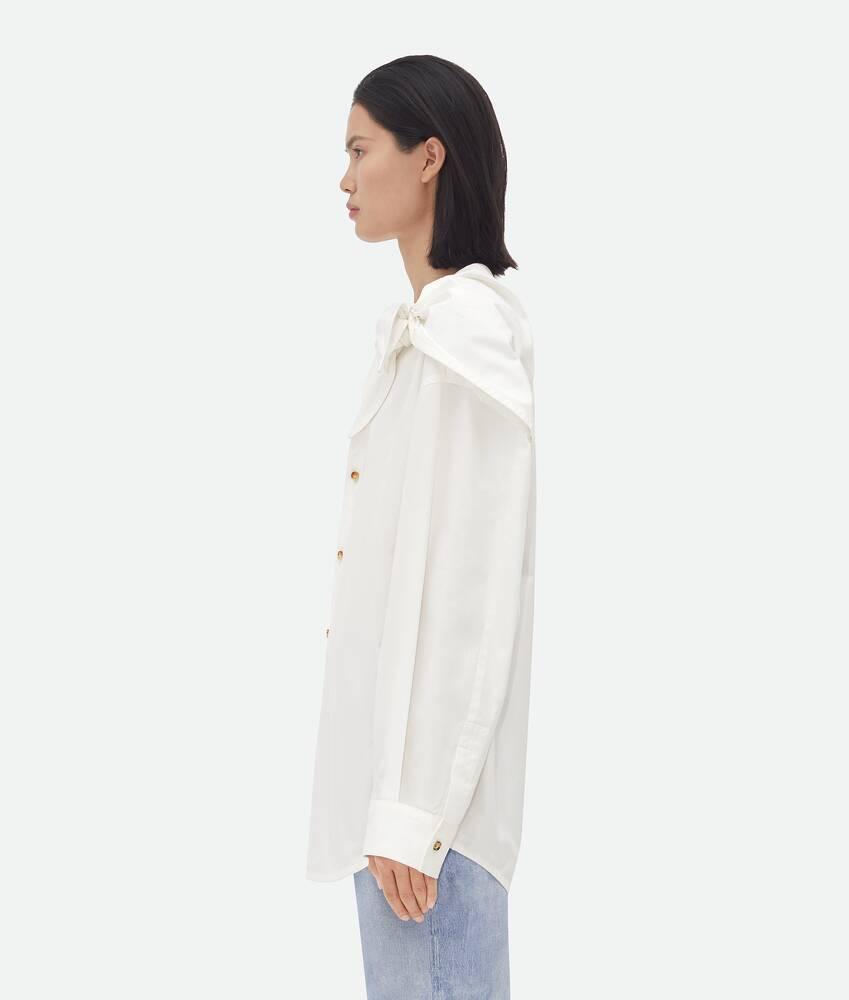 Women's Compact Cotton Shirt With Knots in White Product Image