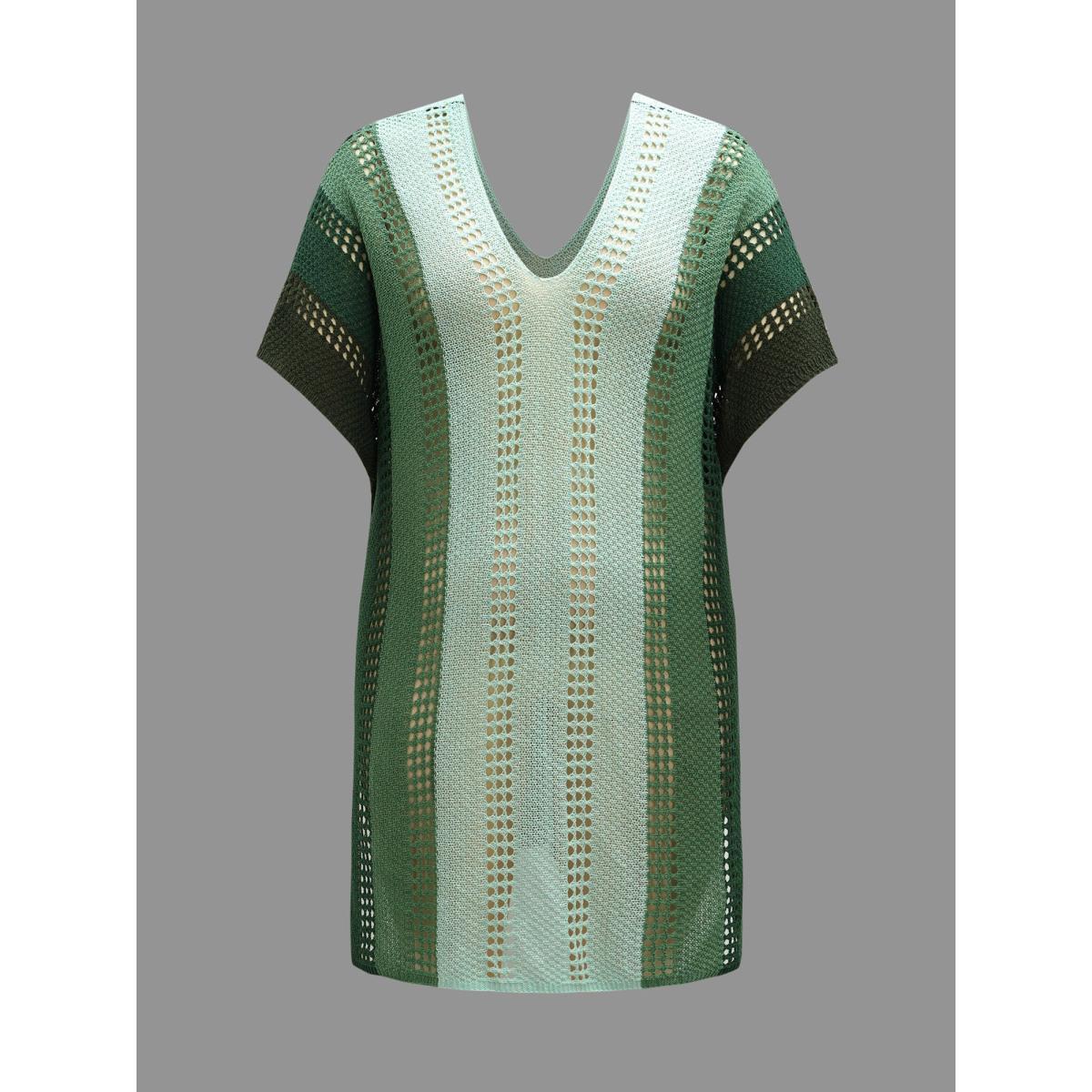 Plus Size Color Contrast Cut-Out Swim Cover-Up Women's Swimwear Mint Beach Loose Contrast Curve Swim Cover Ups BloomChic 14-16/1X Product Image