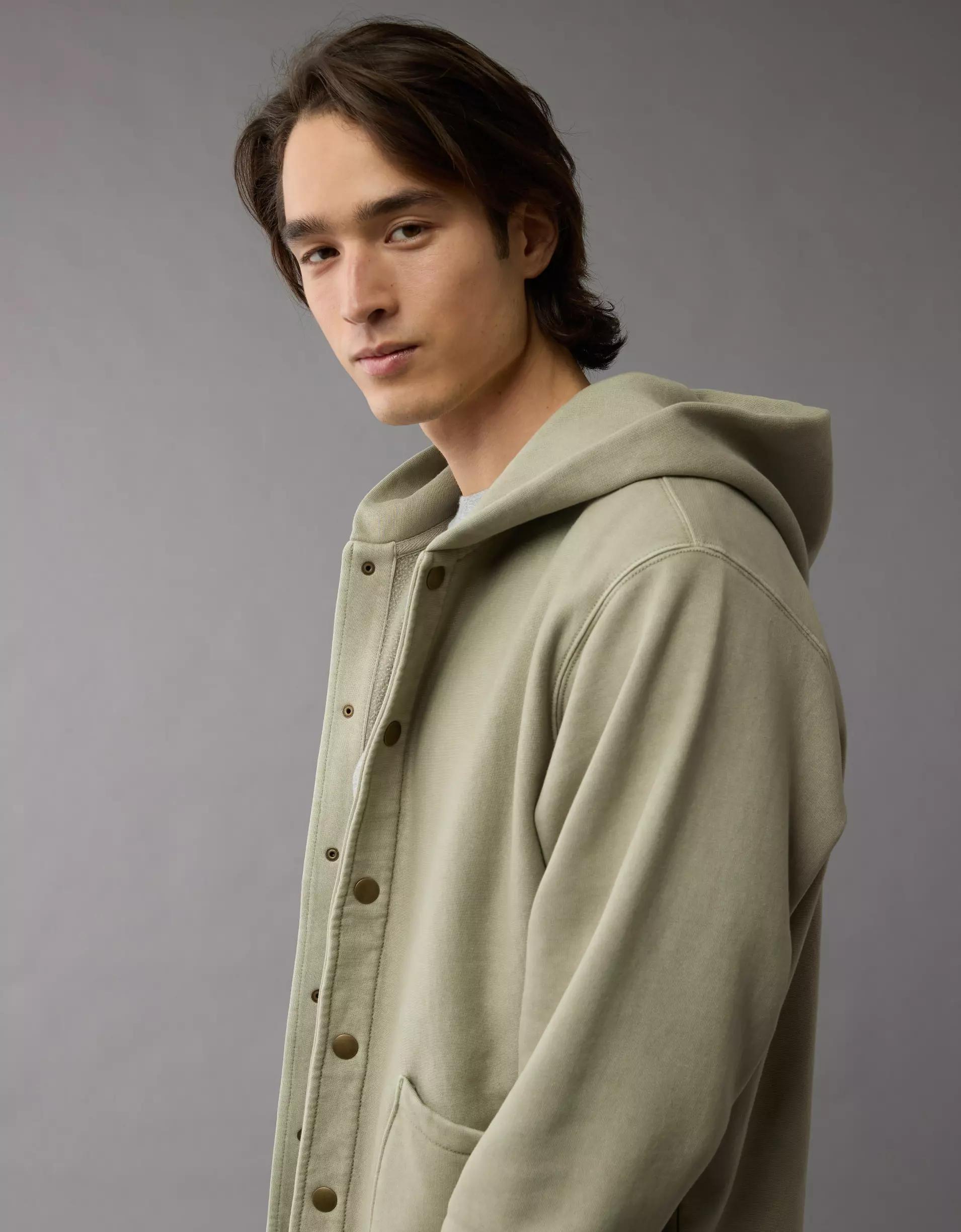 AE Laidback Luxe Heavyweight Button-Up Hoodie Product Image