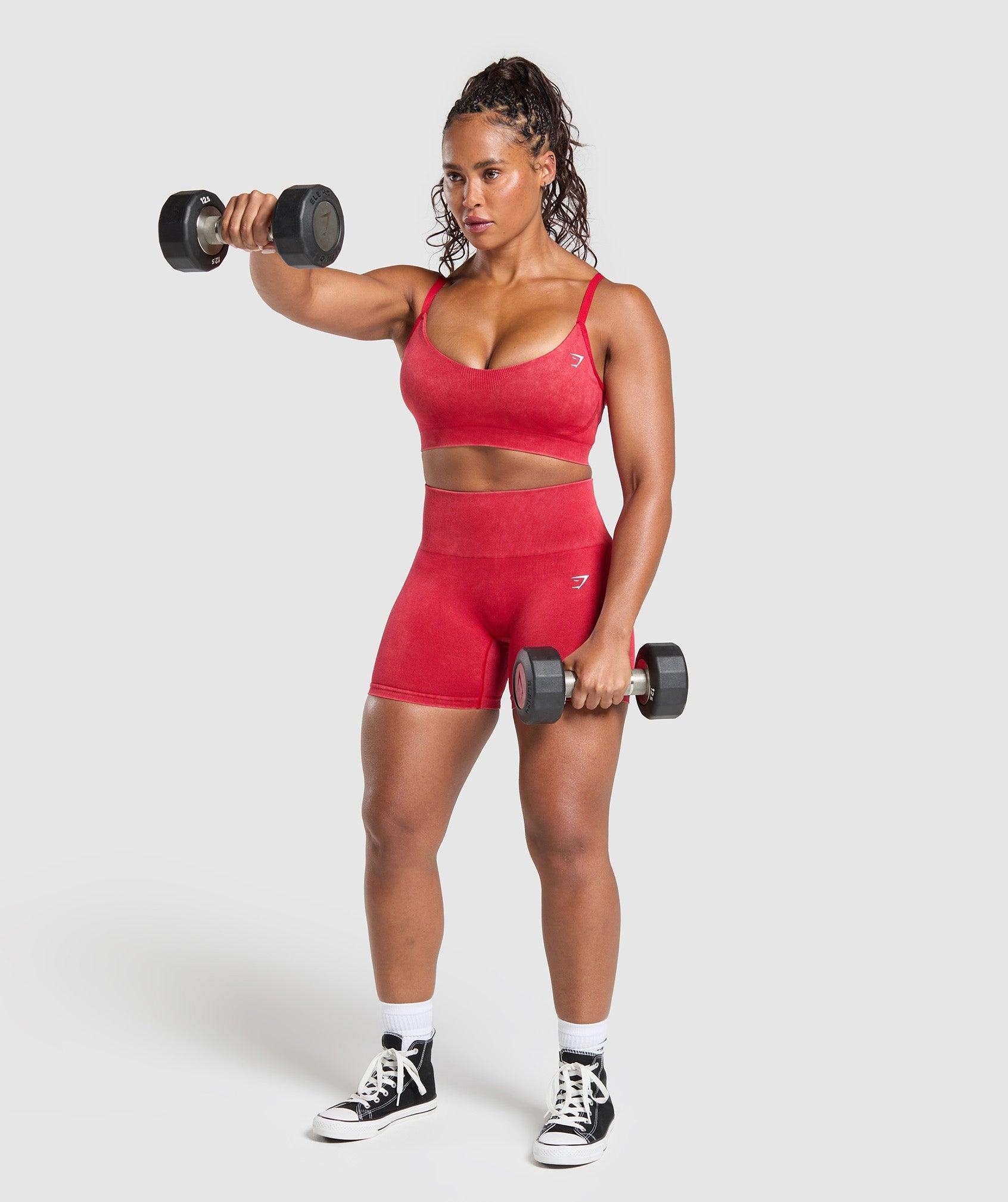 Gymshark Gains Seamless Washed Sports Bra - Carmine Red Female Product Image