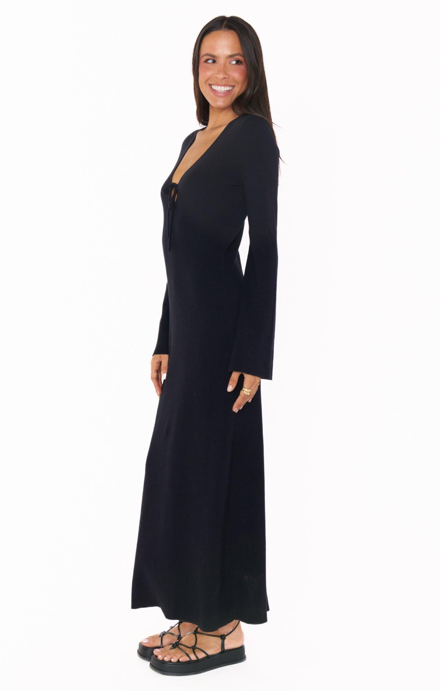 Vacay Maxi Dress ~ Black Rib Knit Product Image