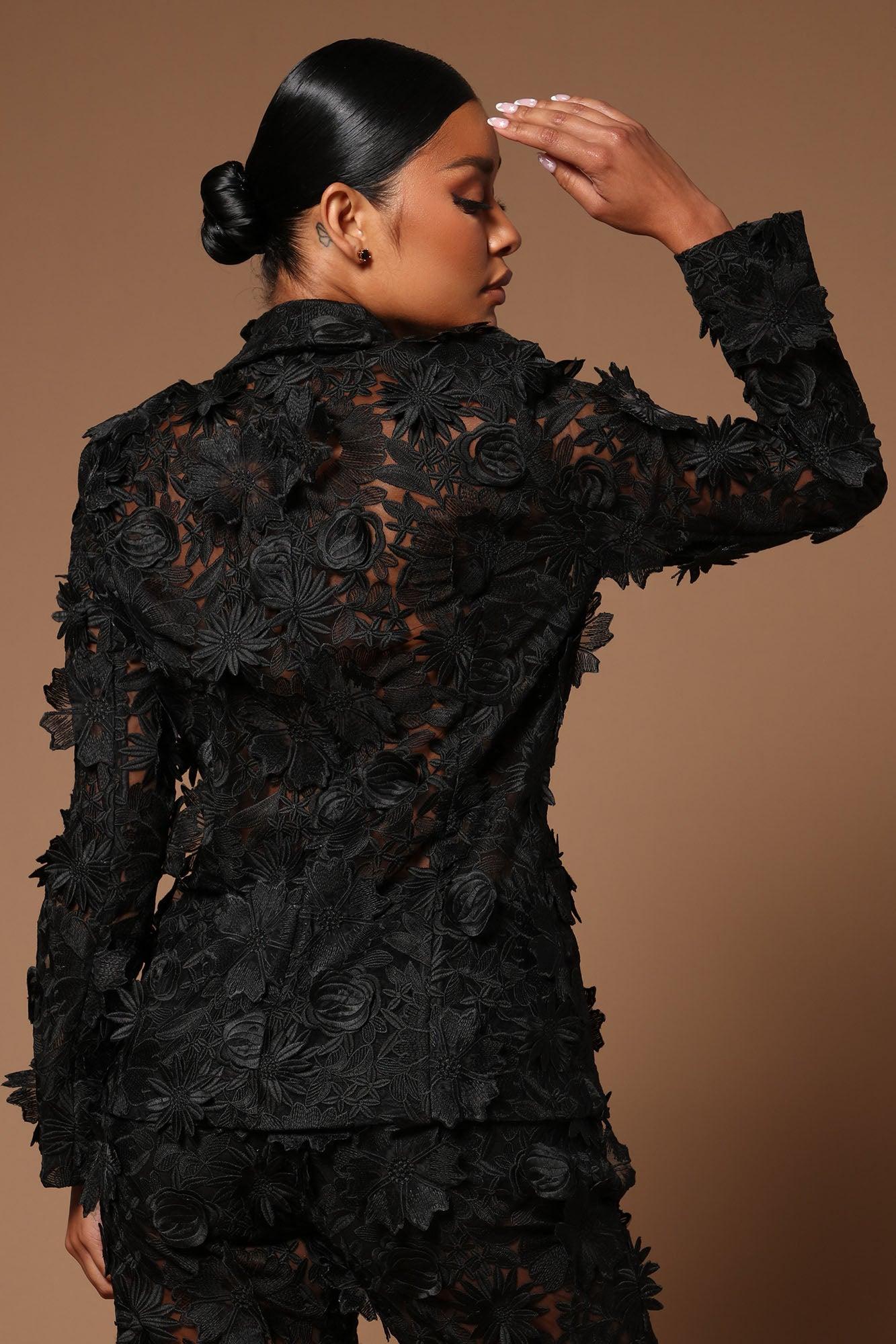 Denise Embroidered Blazer - Black Product Image