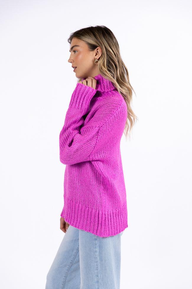 What I Need Magenta Oversized Turtleneck Sweater Product Image