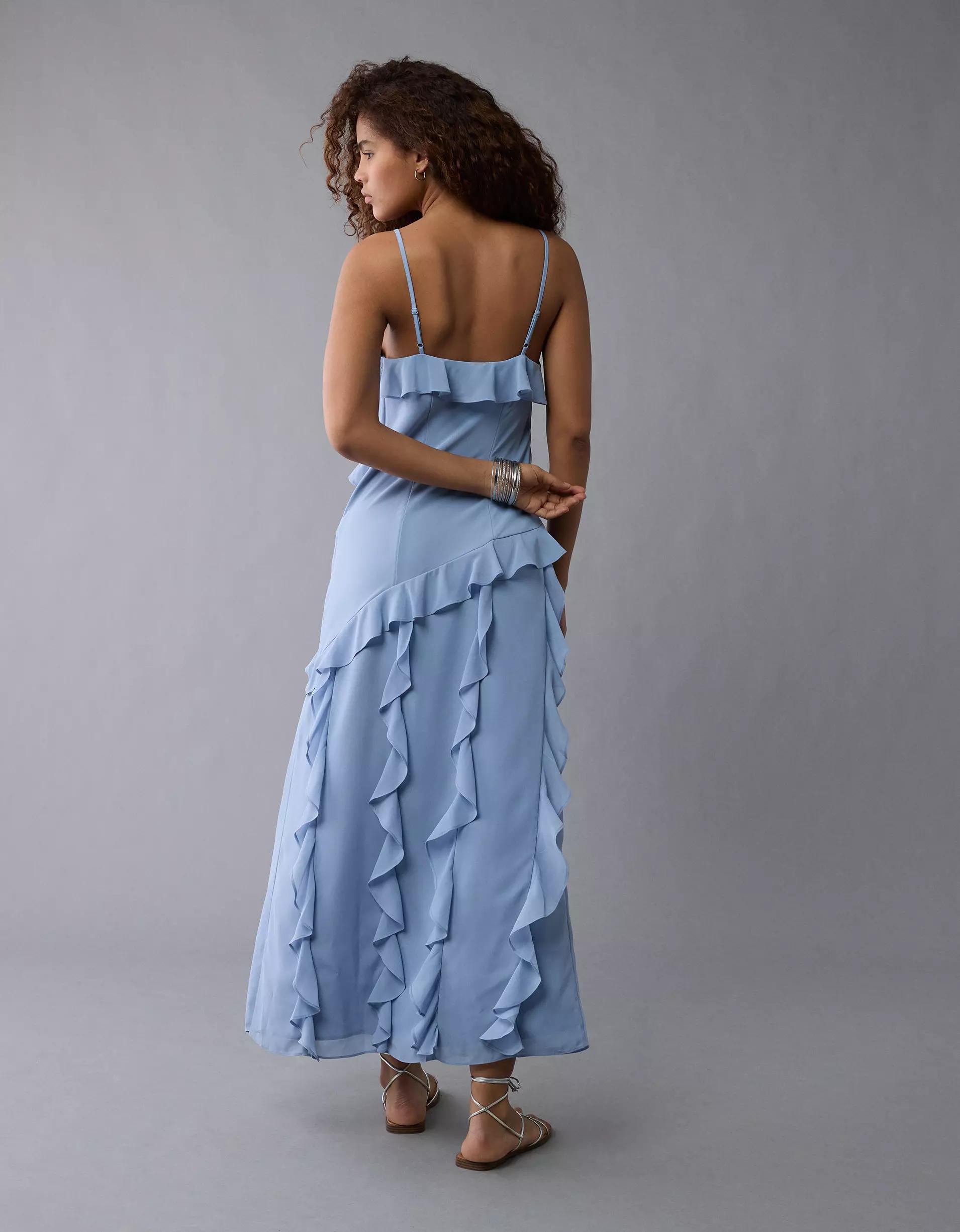 AE Ruffle Maxi Slip Dress Product Image