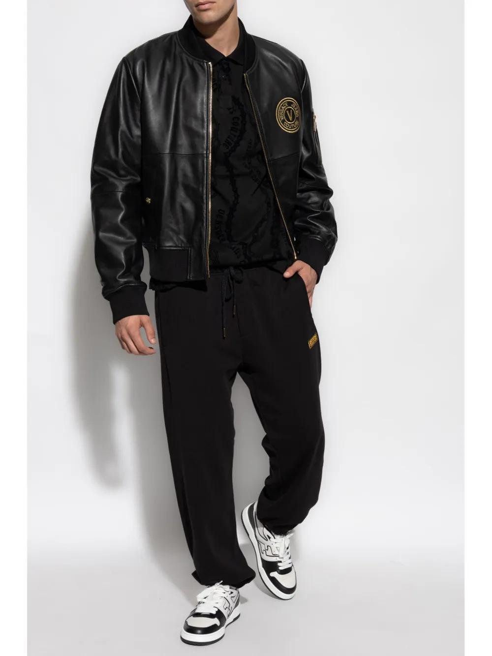 V-Emblem leather bomber jacket Product Image