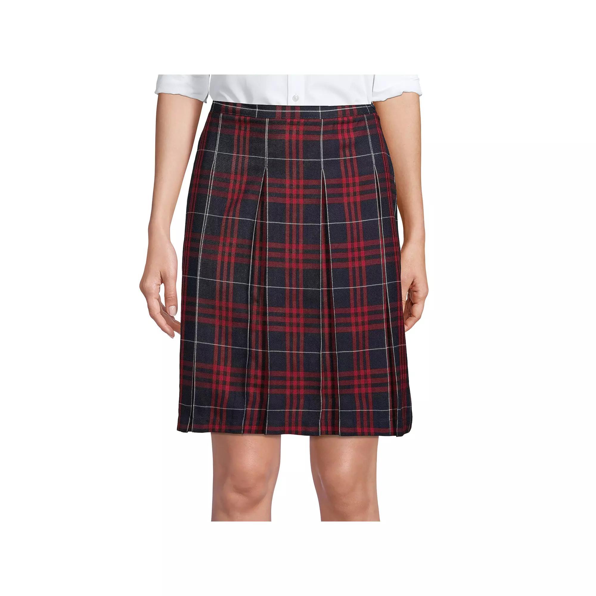 Womens Lands End School Uniform Plaid Box Pleat Skirt Product Image