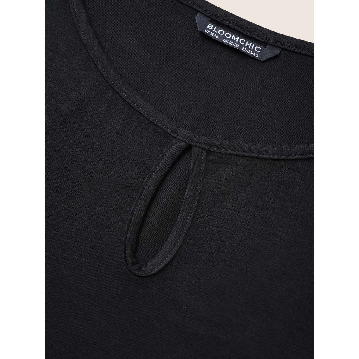 Plus Size Supersoft Essentials Solid Keyhole Tank Top Women Black Casual Non Round Neck Everyday Tank Tops Camis BloomChic 22-24/3X Product Image