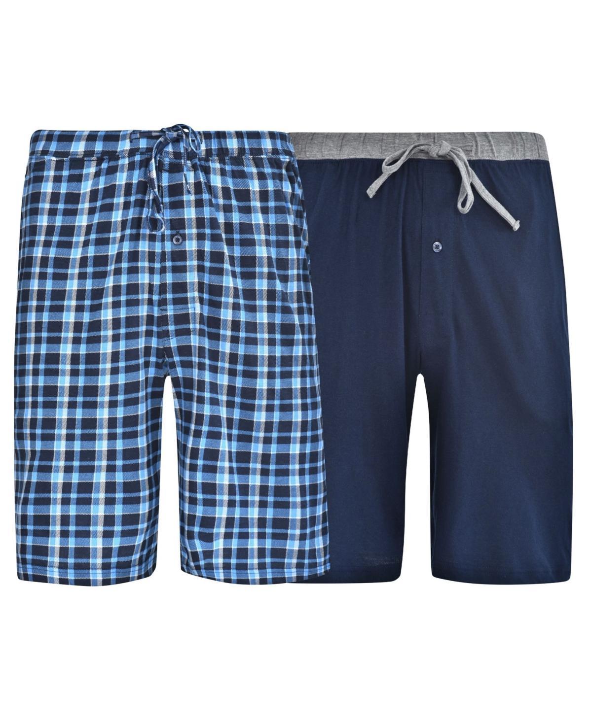 Big & Tall Hanes® 2-pack Knit Pajama Shorts, Men's, Size: 4XL, Navy Blue Plaid Product Image