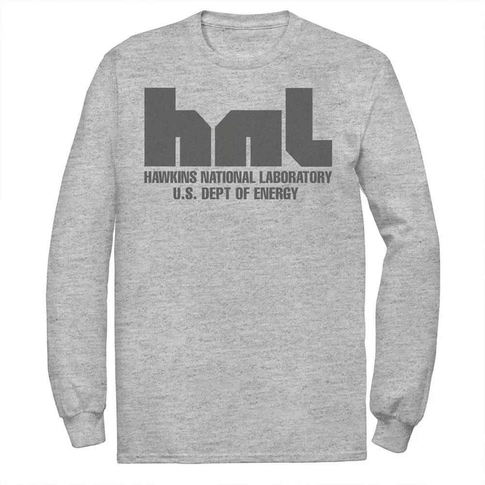 Men's Stranger Things HNL Hawkins National Laboratory Logo Tee, Size: Large, Athletic Grey Product Image