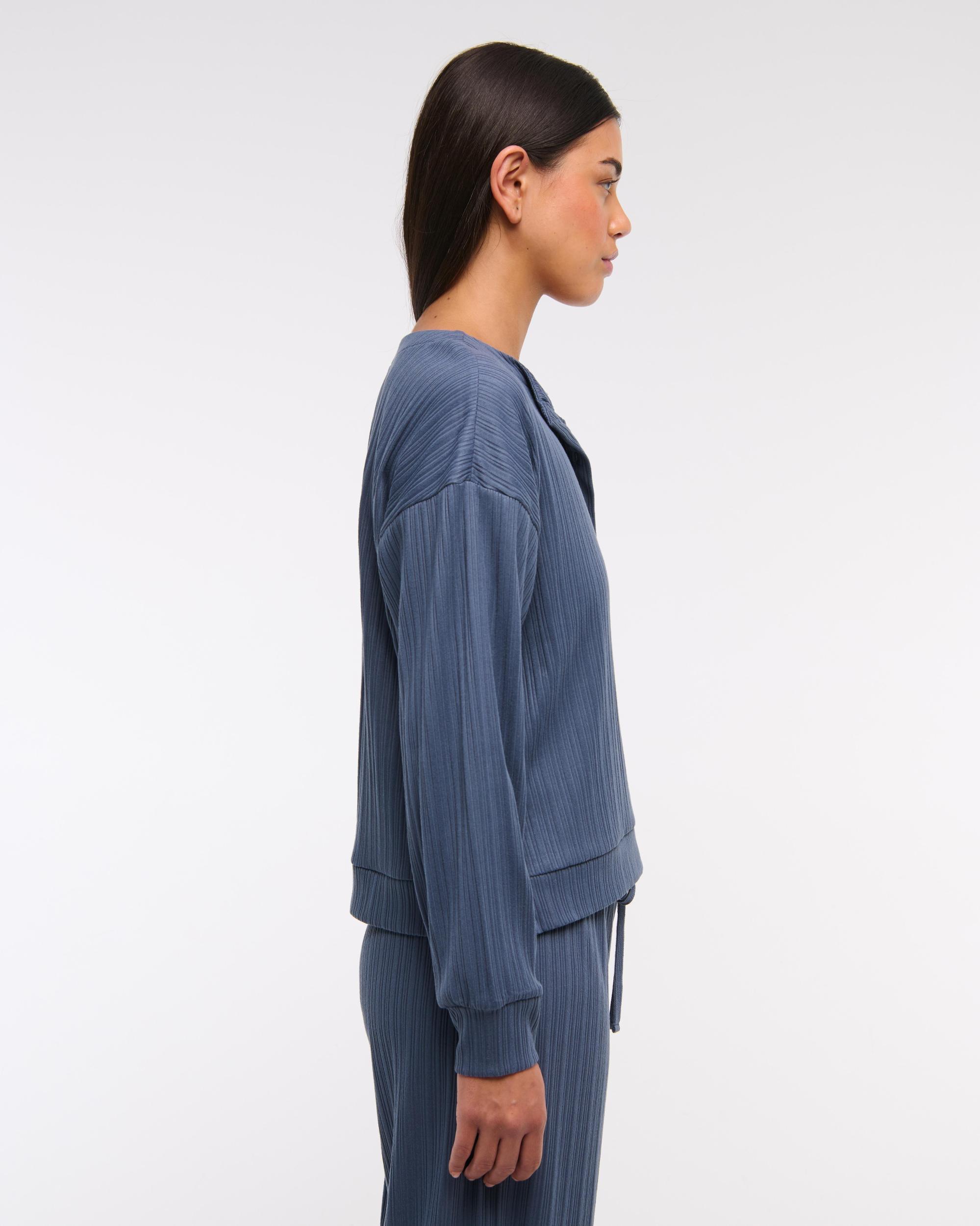Lounge Wide Rib Henley Sweatshirt Product Image