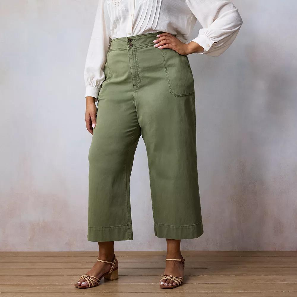 Plus Size LC Lauren Conrad Wildflower Utility Wide Leg Pants, Women's, Size: 22 W, Addison Green Product Image