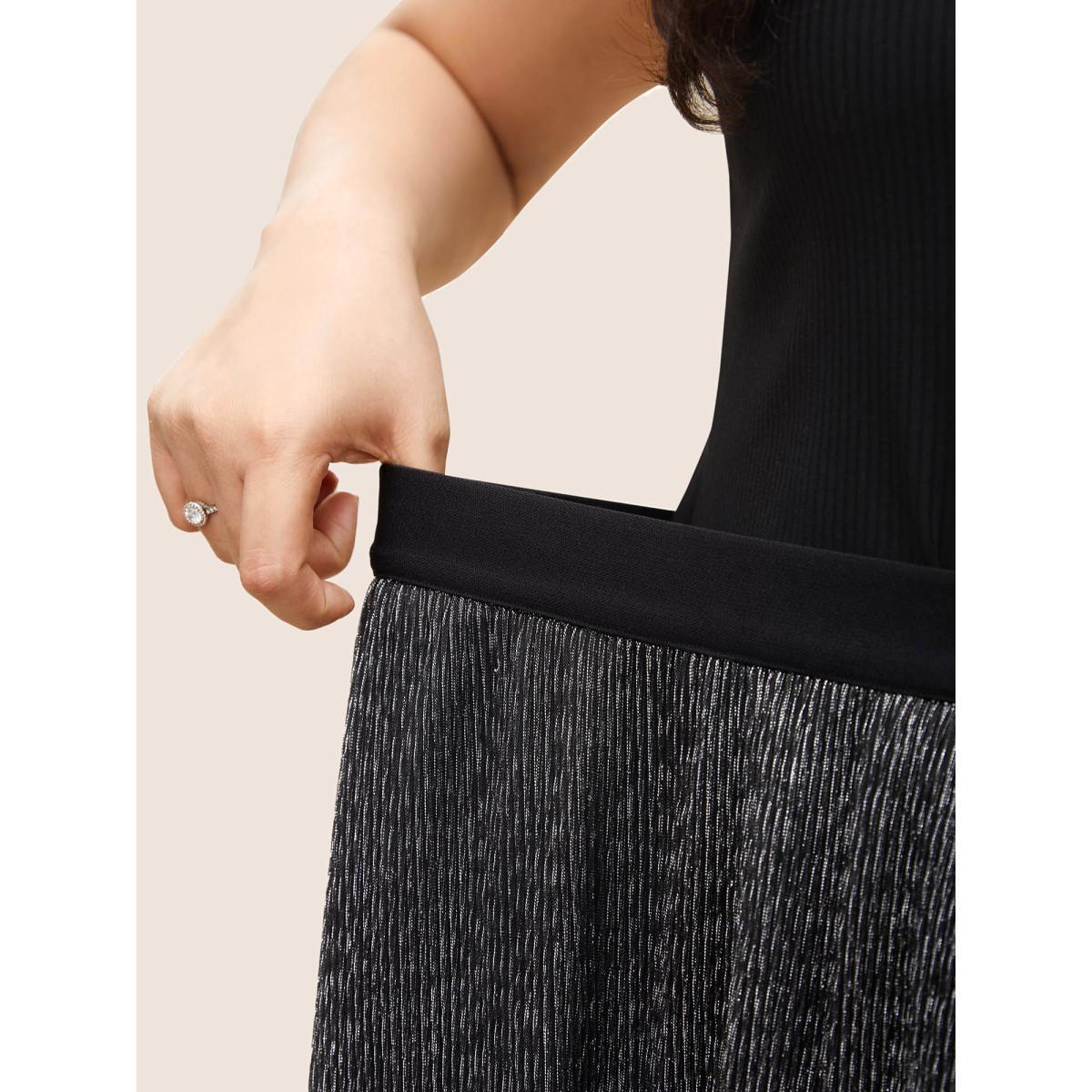 Plus Size Glitter Mesh Patchwork Texture Pocket Skirt Women Black Cocktail Non No stretch Slanted pocket Party Skirts BloomChic 18-20/2X Product Image