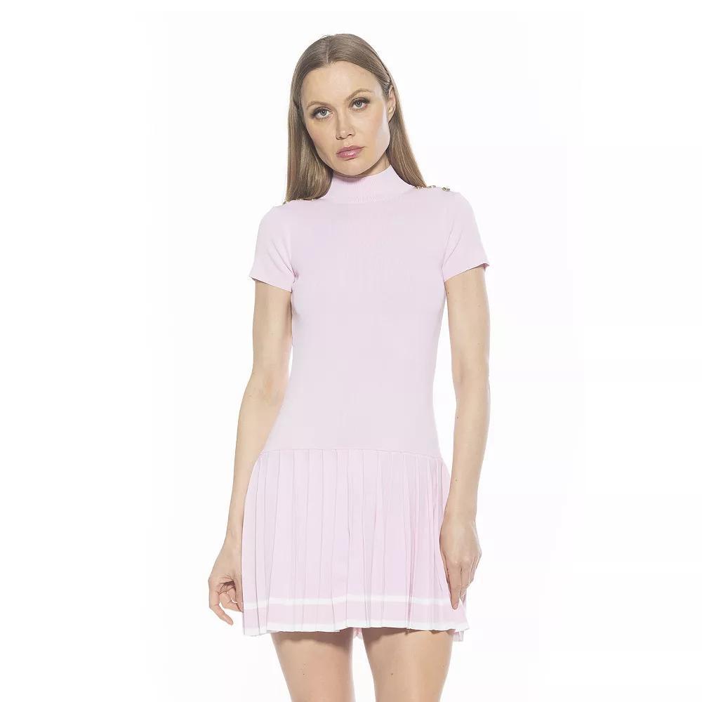 Women's ALEXIA ADMOR Devika Mockneck Pleated Knit Dress, Size: XS, Pink Product Image
