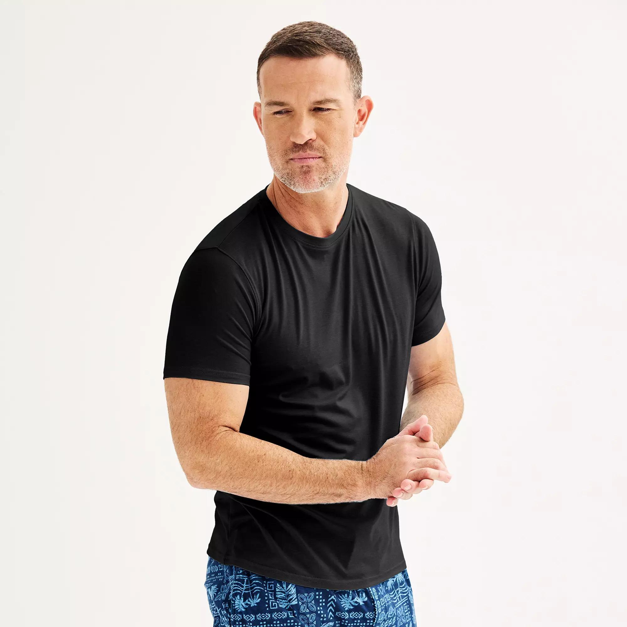 Men's Sonoma Goods For Life® Supersoft Crewneck Pajama Shirt, Size: Large, Black Product Image