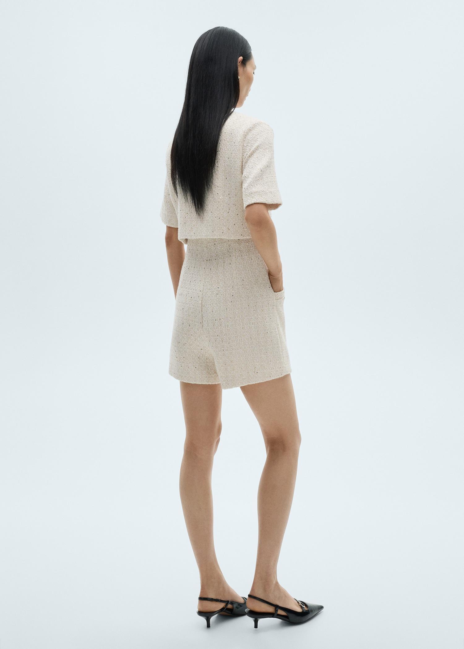 Short-sleeved tweed jumpsuit - Women | MANGO USA Product Image