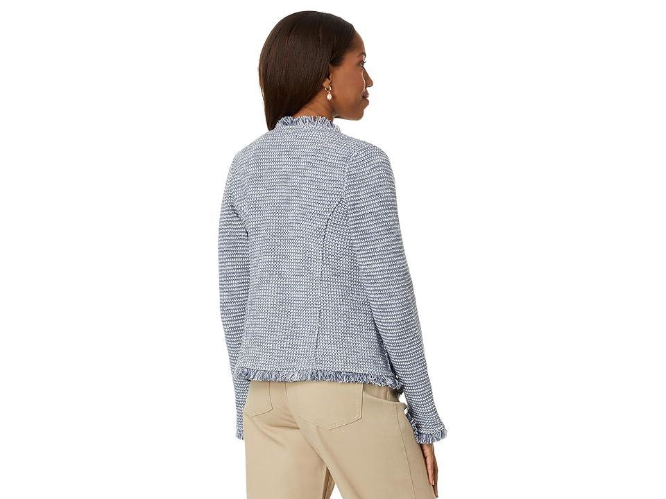 NIC+ZOE Fringe Mix Knit Pocket Jacket (Slate) Women's Suits Sets Product Image