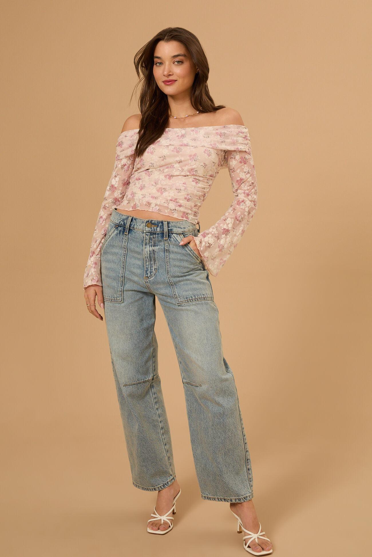Macy Off-Shoulder Floral Mesh Top Product Image