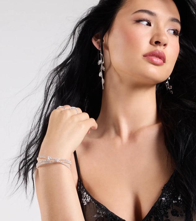 Luxe Invitation Rhinestone Criss Cross Bracelet Product Image