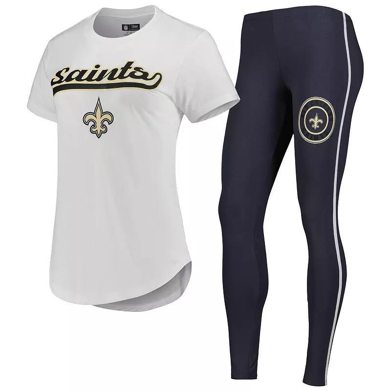 Women's Concepts Sport White/Charcoal New Orleans Saints Sonata T-Shirt & Leggings Sleep Set, Size: Small Product Image